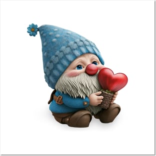 Valentines day gnome holding love Posters and Art